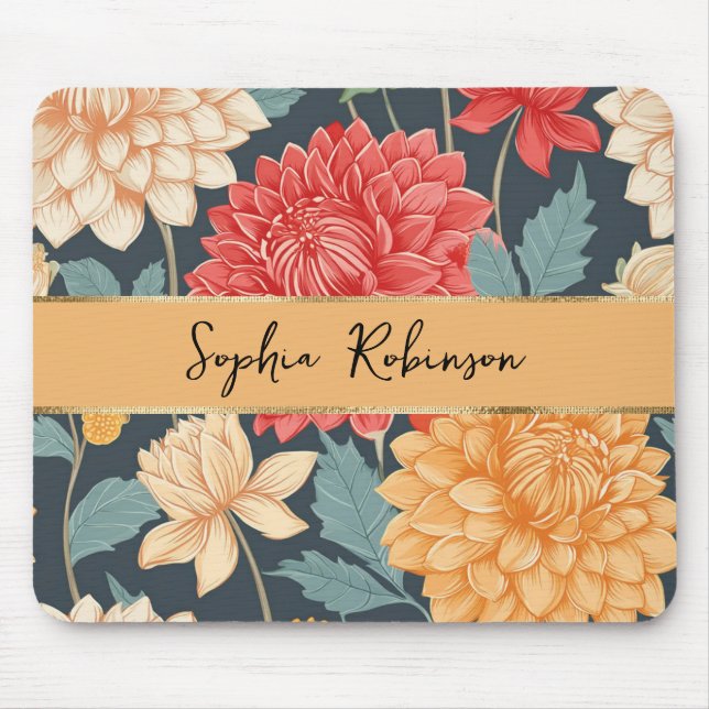 Elegant Dahlia Flowers Mouse Pad (Front)
