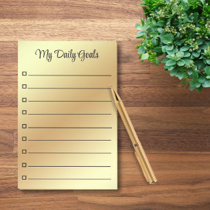 elegant daily goals gold lined personalised post-it notes