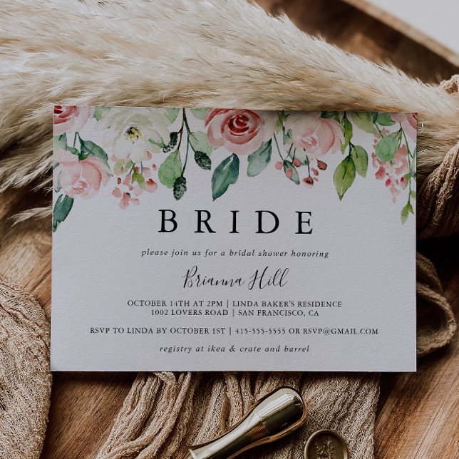 Elegant Dainty Autumn Floral Bride Bridal Shower Invitation (Creator Uploaded)