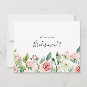 Elegant Dainty Autumn Floral Bridesmaid Proposal Card