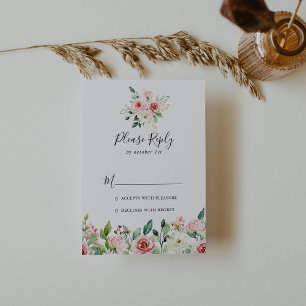 Elegant Dainty Autumn Floral RSVP Card
