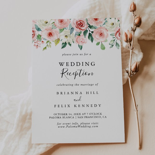 Elegant Dainty Autumn Floral Wedding Reception Invitation (Creator Uploaded)