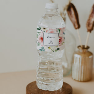 Elegant Dainty Autumn Floral Wedding Water Bottle Label