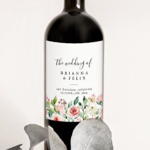 Elegant Dainty Autumn Floral Wedding Wine Labels