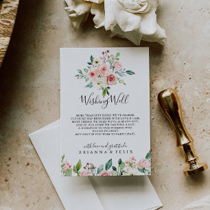 Elegant Dainty Autumn Floral Wedding Wishing Well Enclosure Card