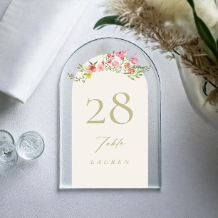 elegant dainty floral Acrylic Arch Table Numbers