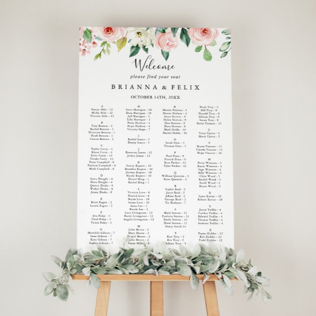 Elegant Dainty Floral Alphabetical Seating Chart (Creator Uploaded)