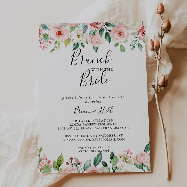 Elegant Dainty Floral Brunch with the Bride Shower Invitation (Creator Uploaded)