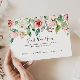 Elegant Dainty Floral Guess How Many Game Card