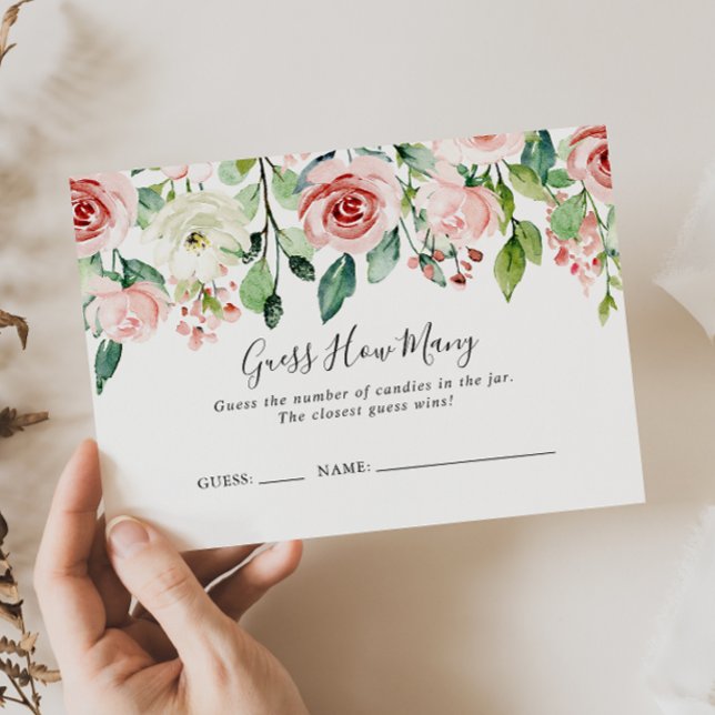 Elegant Dainty Floral Guess How Many Game Card (Creator Uploaded)