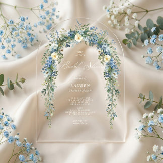 elegant dainty floral spring Bridal Shower Acrylic Invitations
