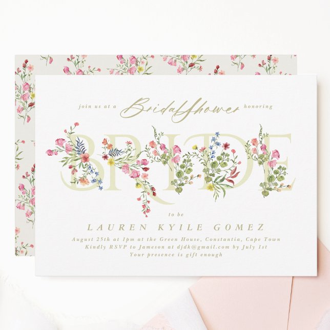 elegant dainty floral spring BRIDE Bridal Shower Invitation (Creator Uploaded)