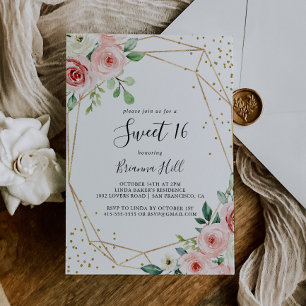 Elegant Dainty Floral Sweet 16 Birthday Party Invitation