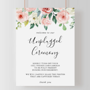 Elegant Dainty Floral Unplugged Ceremony Sign