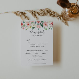 Elegant Dainty Floral Wedding Menu Choice RSVP