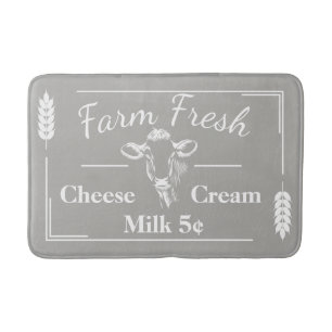 Elegant Dairy Cow Farm Taupe Bath Mat