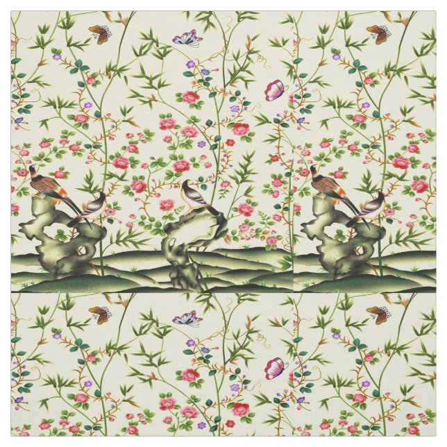 Elegant Daisies Bird Fabric (Swatch)