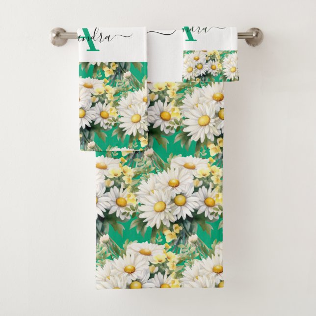 Elegant Daisies Daisy Floral Towel Set (Insitu)