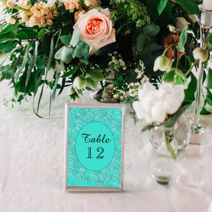Elegant Daisies Turquoise Wedding Table No 3x5 Table Number