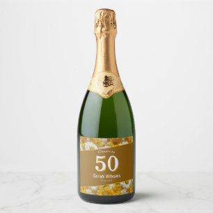 Elegant Daisy 70Th Birthday Best Friend Yellow Sparkling Wine Label