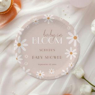 Elegant Daisy Baby Girl Baby Shower Paper Plate