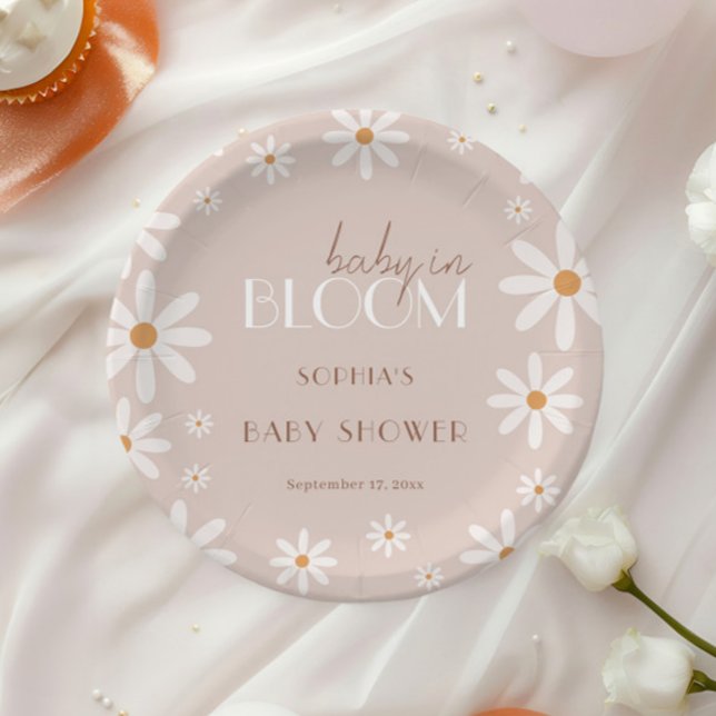 Elegant Daisy Baby Girl Baby Shower Paper Plate (Creator Uploaded)