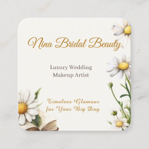 Elegant Daisy Floral Wedding Makeup Artist Square Business Card