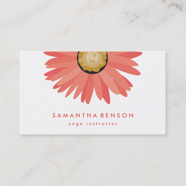 Elegant Daisy Flower Logo Yoga Business Card (Front)