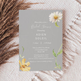 Elegant Daisy   Gray Bridal Shower Invitation