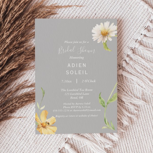 Elegant Daisy | Gray Bridal Shower Invitation (Creator Uploaded)