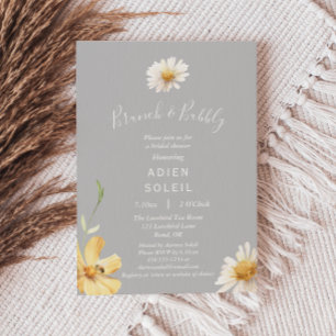 Elegant Daisy Grey Brunch And Bubbly Bridal Shower Invitation