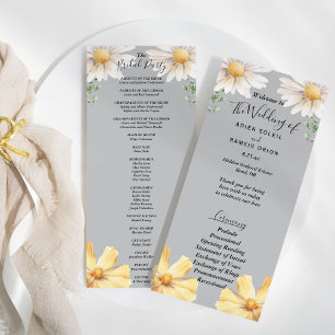 Elegant Daisy Grey Wedding Bridal Party Flat Program