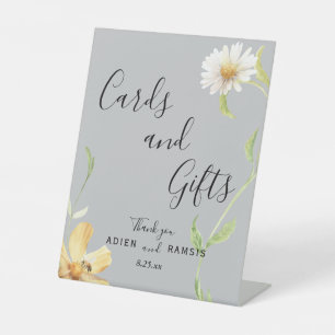 Elegant Daisy Grey Wedding Cards and Gifts Sign