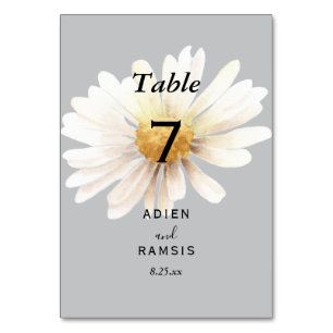 Elegant Daisy Grey Wedding Table Card