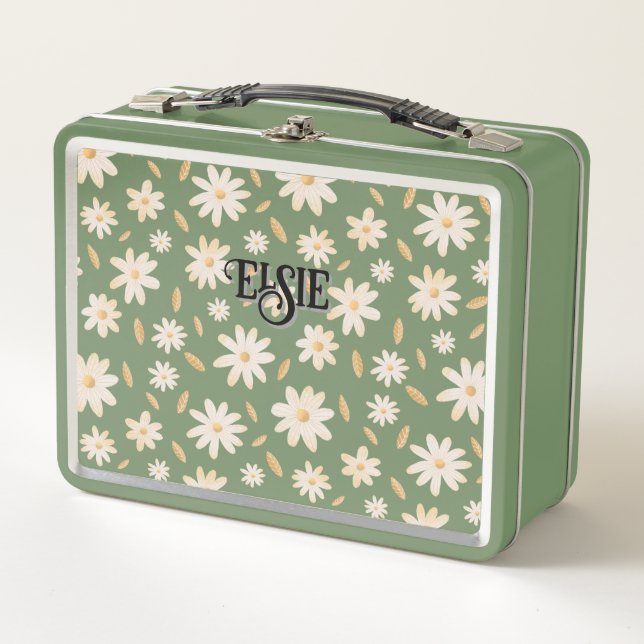Elegant Daisy Hues Personalised Lunchbox (Front)