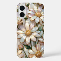 Elegant Daisy iPhone Case Stained Glass Ivory Gold