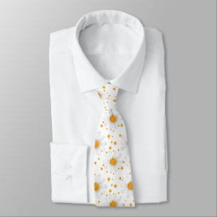 Elegant Daisy Pattern with Polka Dots Tie