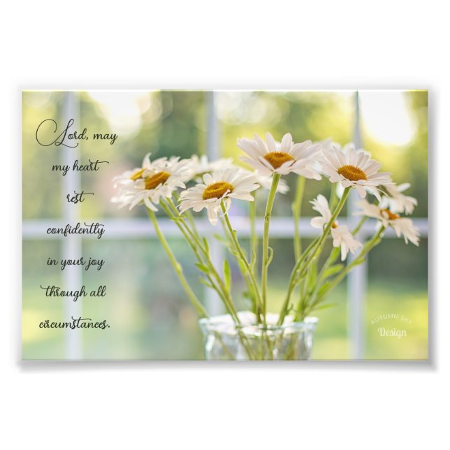 Elegant Daisy Photography Joy Inspirational Photo Print (Front)