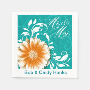 Elegant Daisy Scroll Flourish Mr. & Mrs. Napkin