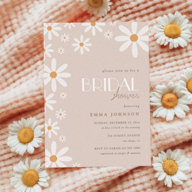 Elegant Daisy Terracotta Bridal Shower Invitation (Creator Uploaded)