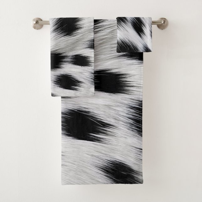 Elegant Dalmatian Faux Fur Pattern Poster Bath Towel Set (Insitu)