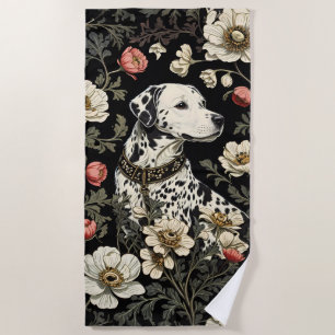 Elegant Dalmatian William Morris Inspired Beach Towel
