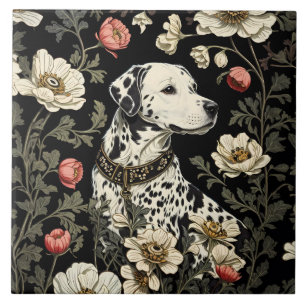 Elegant Dalmatian William Morris Inspired Ceramic Tile
