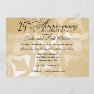 Elegant Damask 25th Anniversary Party Invitation
