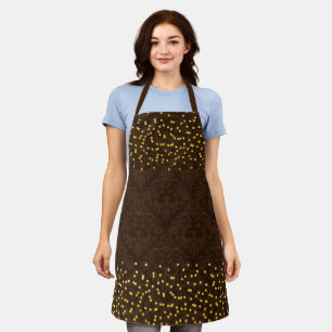 Elegant Damask and Gold Confetti Apron