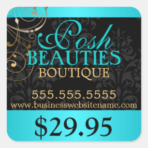 Elegant Damask and Gold Swirls Price Tag