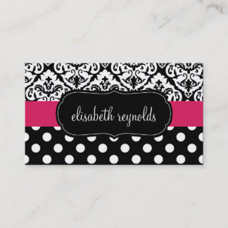 Elegant Damask and Polka Dots Business Cards