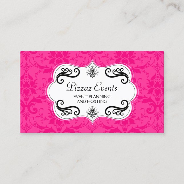 Elegant Damask and Swirls Business Card (Front)