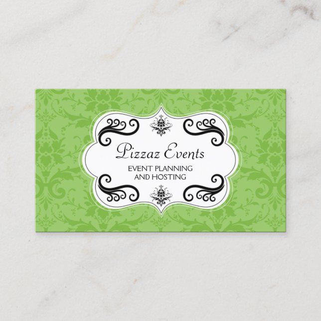Elegant Damask and Swirls Business Card (Front)