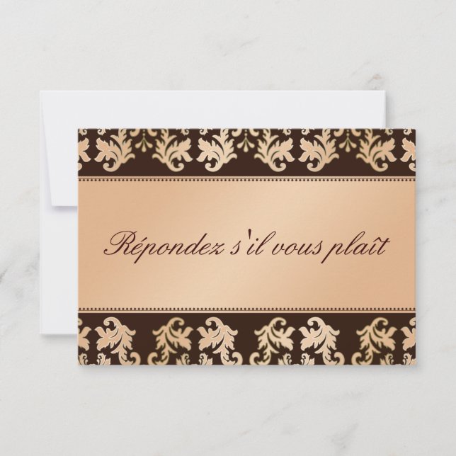 Elegant Damask Autumn Reverie Wedding RSVP (Front)